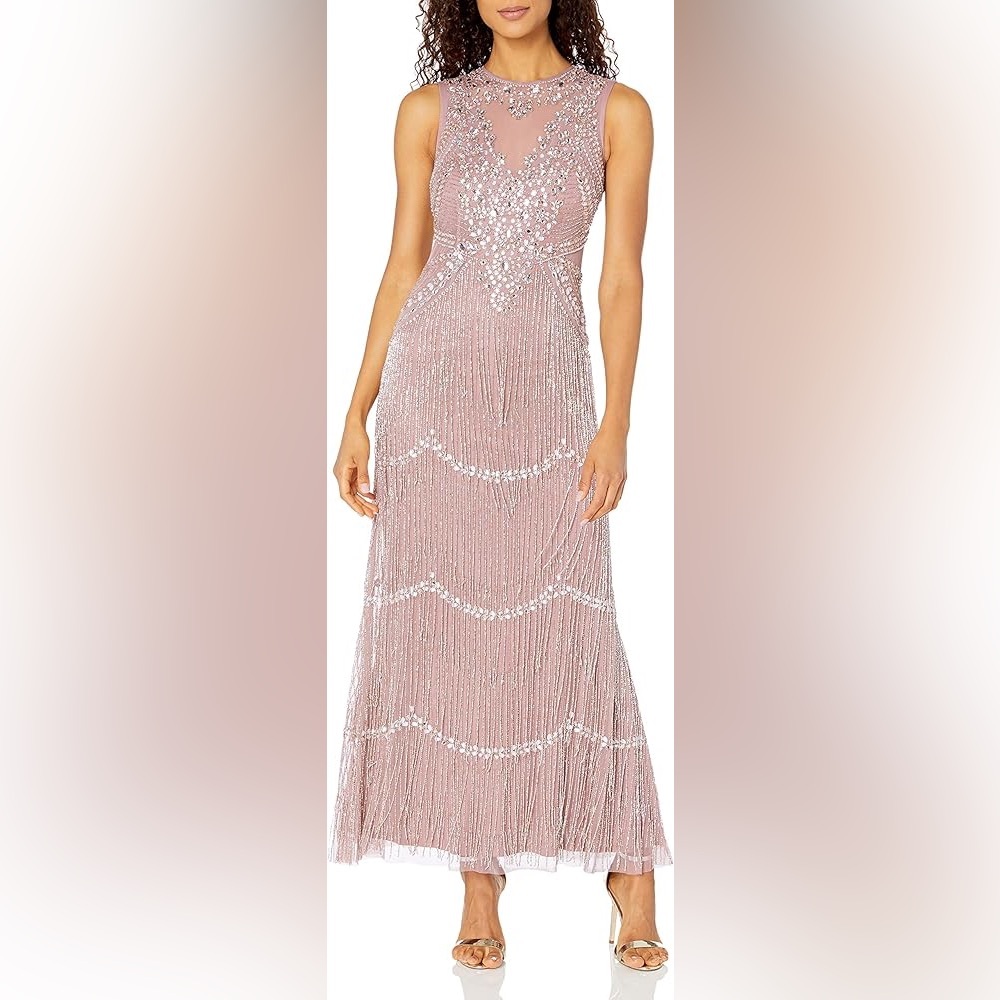 Aidan Mattox Beaded Fringe Gown